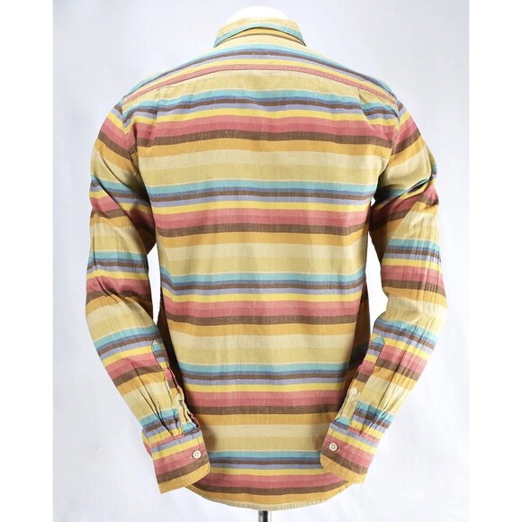 Lucky Brand Long Sleeve Button Multi Color Striped Shirt Mens Medium - Picture 5 of 6
